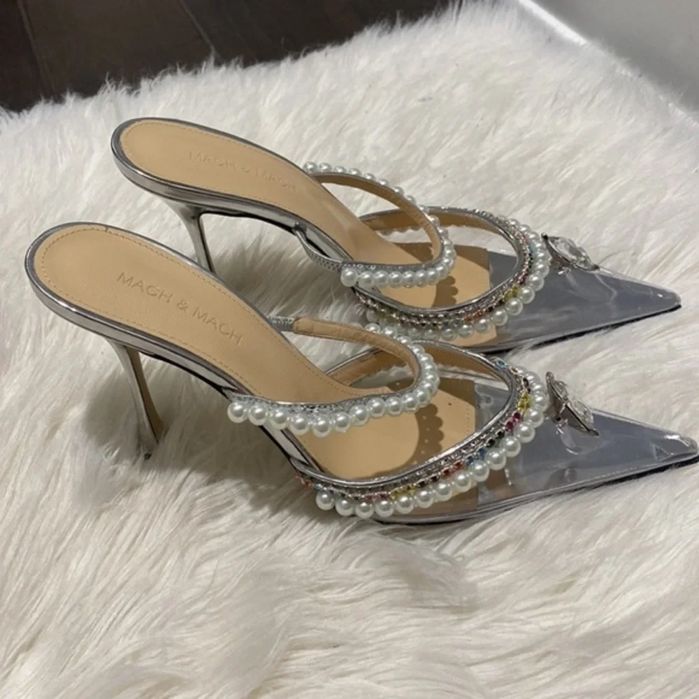 Mach & Mach‎ Diamond of Elizabeth Imitation Pearl pointed toe Mule size 39.5